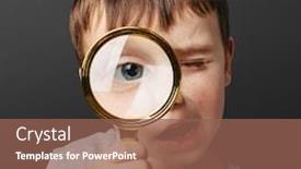  Presentation with child eye - Colorful presentation design enhanced with child-see-through-magnifying-glass backdrop and a violet colored foreground