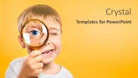  Presentation with child eye - Slide set consisting of child-see-through-magnifying-glass background and a yellow colored foreground