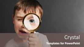  Presentation with magnifying glass - PPT theme consisting of child-see-through-magnifying-glass background and a gray colored foreground