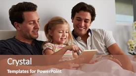  Presentation with using digital tablet - Presentation with child sex - daughter using digital tablet background and a coral colored foreground