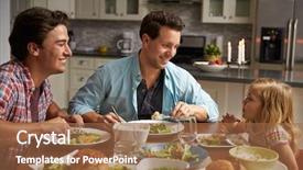  Presentation with fine dining bakery and bistro - Beautiful presentation theme featuring child sex - male gay couple and daughter backdrop and a tawny brown colored foreground