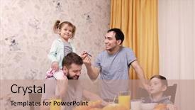  Presentation with breakfast children - Presentation featuring child sex - male gay couple with children background and a coral colored foreground