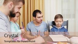  Presentation with sex - PPT layouts with child sex - male gay couple with children background and a coral colored foreground