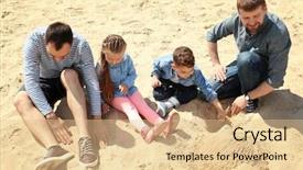  Presentation with children playing - Audience pleasing presentation theme consisting of child sex - male gay couple with children backdrop and a  colored foreground