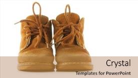  Presentation with shoes - Audience pleasing PPT theme consisting of child shoes from the front backdrop and a gold colored foreground