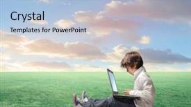  Presentation with nature meadow baby and child - Presentation theme having child sitting on a green background and a  colored foreground