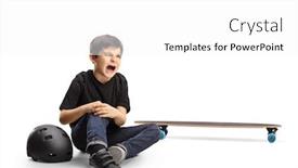  Presentation with history child - Amazing presentation theme having child-sitting-on-the-floor backdrop and a white colored foreground