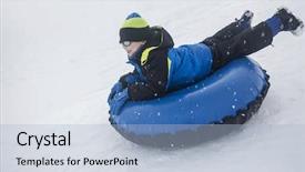 Presentation with snow day - Theme enhanced with child sledding down a hill background and a light blue colored foreground