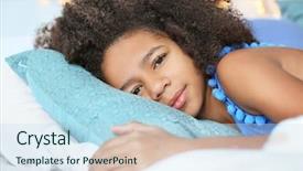  Presentation with bed - Slides consisting of child sleep - cute african american girl background and a  colored foreground