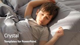  Presentation with patient centered home - Colorful slides enhanced with child sleep - cute little boy sleeping backdrop and a violet colored foreground