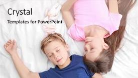  Presentation with birthday sister - Beautiful presentation theme featuring child sleep - cute little brother and sister backdrop and a sky blue colored foreground