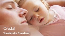  Presentation with sleeping - Colorful PPT theme enhanced with child sleep - father and daughter sleeping backdrop and a coral colored foreground