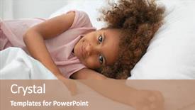  Presentation with african american girl power business - PPT theme consisting of child sleep - little african american girl resting background and a coral colored foreground