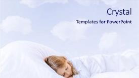 Presentation with sleeping - Colorful PPT theme enhanced with child sleep - sleeping in bed little girl backdrop and a sky blue colored foreground