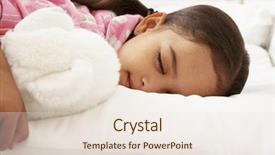  Presentation with bed - Beautiful PPT theme featuring child sleep - young girl asleep in bed backdrop and a lemonade colored foreground
