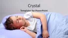  Presentation with sleeping - Presentation theme having child sleeping in bed background and a light gray colored foreground