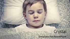  Presentation with sleeping - Theme featuring kids sleep - child sleeping in bed background and a soft green colored foreground