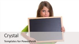  Presentation with black child - Presentation enhanced with child smiling girl with blank frame copy space black blackboard happy background and a light gray colored foreground