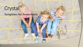  Presentation with high net worth - Colorful slides enhanced with child social health - little friends on the net backdrop and a soft green colored foreground