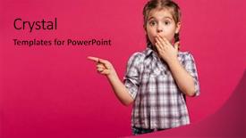  Presentation with save girl child - Colorful slide set enhanced with child standing isolated over pink backdrop and a red colored foreground