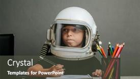  Presentation with back school - Presentation theme consisting of child-studies-remotely-at-school background and a dark gray colored foreground