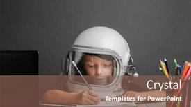  Presentation with astronaut - Amazing presentation theme having child-studies-remotely-at-school backdrop and a violet colored foreground