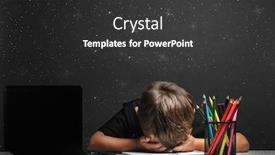  Presentation with depression child - Cool new slide deck with child-studies-remotely-at-school backdrop and a dark gray colored foreground