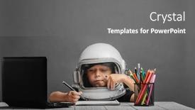  Presentation with back school - Audience pleasing presentation theme consisting of child-studies-remotely-at-school backdrop and a gray colored foreground