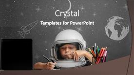  Presentation with back school - Cool new theme with child-studies-remotely-at-school backdrop and a gray colored foreground