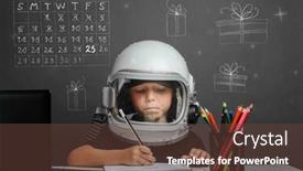  Presentation with astronaut - Beautiful PPT layouts featuring child-studies-remotely-at-school backdrop and a tawny brown colored foreground