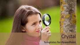  Presentation with biology - Amazing PPT theme having child studing biology in nature backdrop and a coral colored foreground