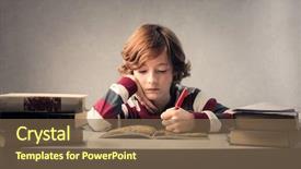  Presentation with discipline - Presentation theme having child studying hard background and a violet colored foreground