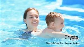  Presentation with swimming pool - Presentation theme having child swimming lesson cute little background and a arctic colored foreground