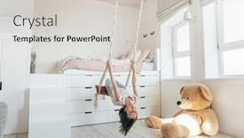  Presentation with kindergarten - Audience pleasing slides consisting of child-swinging-in-bright-scandinavian backdrop and a light gray colored foreground