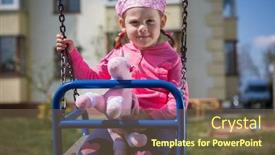  Presentation with playground - Audience pleasing theme consisting of child-swinging-on-playground backdrop and a violet colored foreground