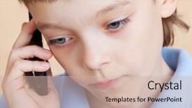  Presentation with sad child - Colorful slide deck enhanced with child talking on the phone backdrop and a soft green colored foreground