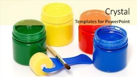  Presentation with paint brush brash and red - PPT theme consisting of washable - jars with a paint background and a blonde colored foreground