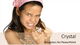  Presentation with teeth - Beautiful presentation design featuring bully parents - young girl baring her teeth backdrop and a coral colored foreground