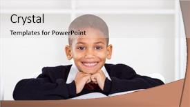  Presentation with elementary - Amazing PPT layouts having child testing - cute elementary schoolboy backdrop and a light gray colored foreground