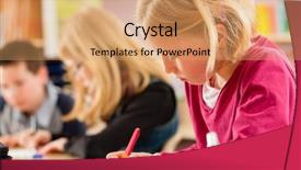  Presentation with school testing - Audience pleasing PPT theme consisting of child testing - education - pupils at primary backdrop and a coral colored foreground