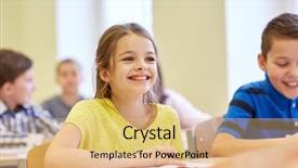  Presentation with elementary school female career day technology - Slides enhanced with child testing - education elementary school learning background and a coral colored foreground