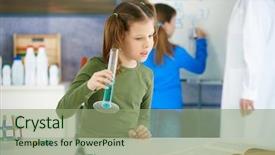  Presentation with school testing - Slide deck with child testing - elementary age school girl looking background and a  colored foreground