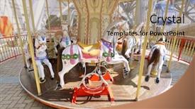  Presentation with park - PPT layouts consisting of child theme - merry-go-round in pleasure park background and a coral colored foreground
