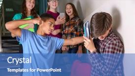  Presentation with bullying - Audience pleasing PPT layouts consisting of child torture - african american boy bullying teenager backdrop and a teal colored foreground