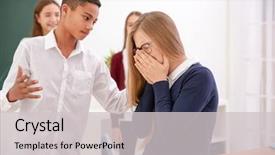 Presentation with school bullying - PPT theme with child torture - african american teen bullying his background and a light gray colored foreground