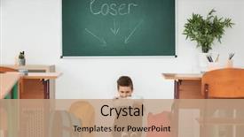  Presentation with school bullying - Amazing slide set having child torture - little boy sitting under chalkboard backdrop and a coral colored foreground