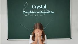  Presentation with torture - PPT layouts enhanced with child torture - little girl crying near chalkboard background and a tawny brown colored foreground