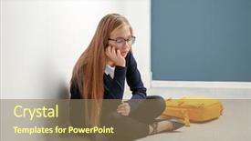  Presentation with teenage girl - Amazing PPT theme having child torture - upset teenage girl sitting backdrop and a coral colored foreground