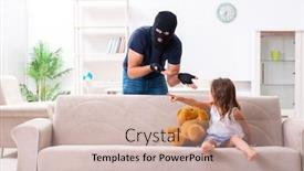  Presentation with abuse child - Colorful presentation theme enhanced with child trafficking and abuse concept with small girl backdrop and a coral colored foreground