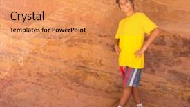  Presentation with petra - Slide set enhanced with tourist visiting petra in jordan background and a coral colored foreground